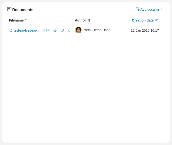 Case Details: Documents section