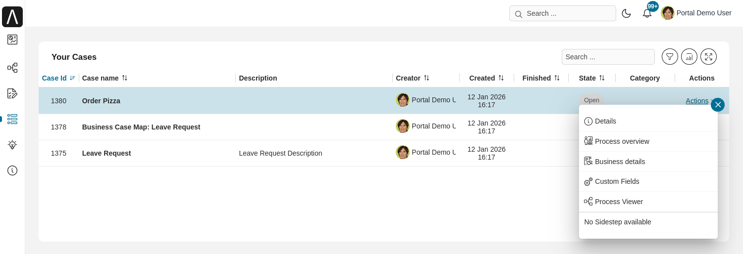 Full case list: key informations