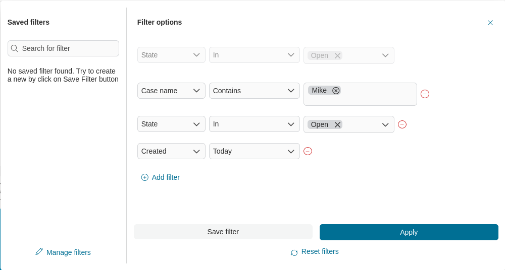 Complex filter example