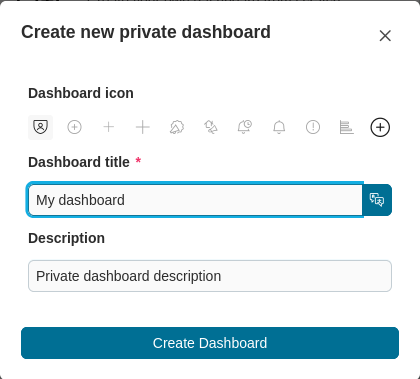 Multi language usage when create private dashboard