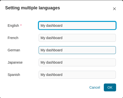 Multi language dialog