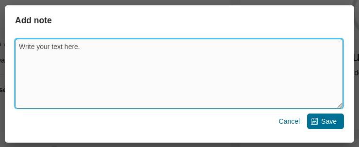 Task Details: Add note dialog