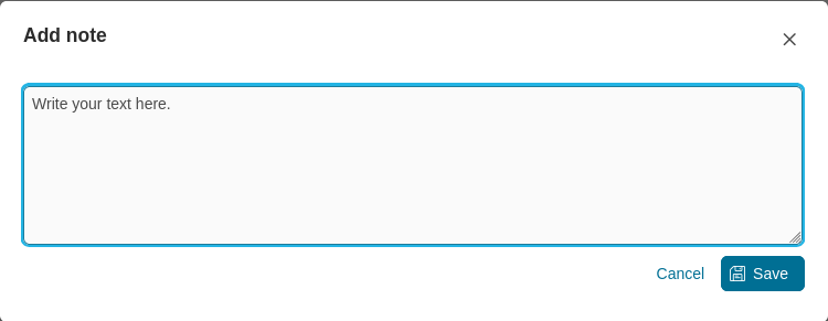 Case Details: Add note dialog