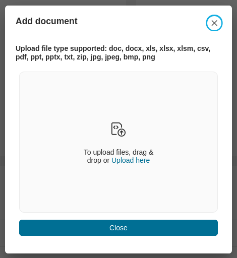 Case Details: Add document dialog
