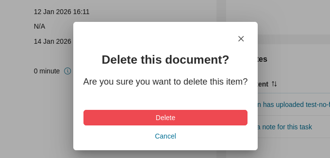 Task Details: Delete document confirm dialog