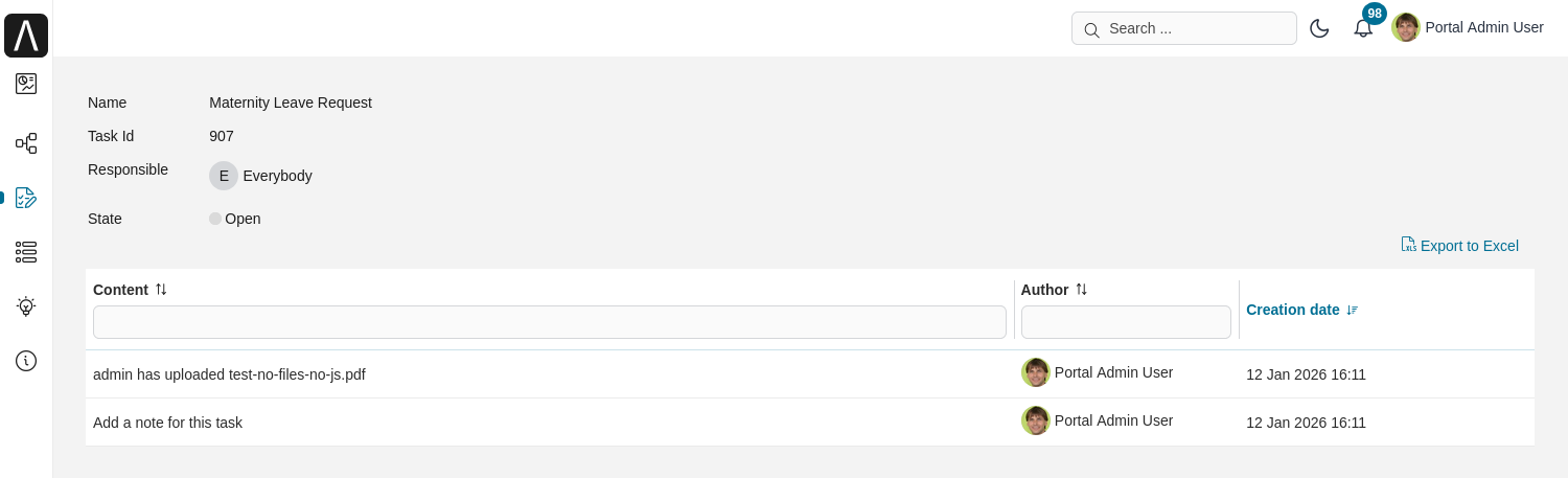 Link to export task notes