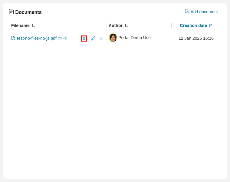 Case Details: preview document dialog