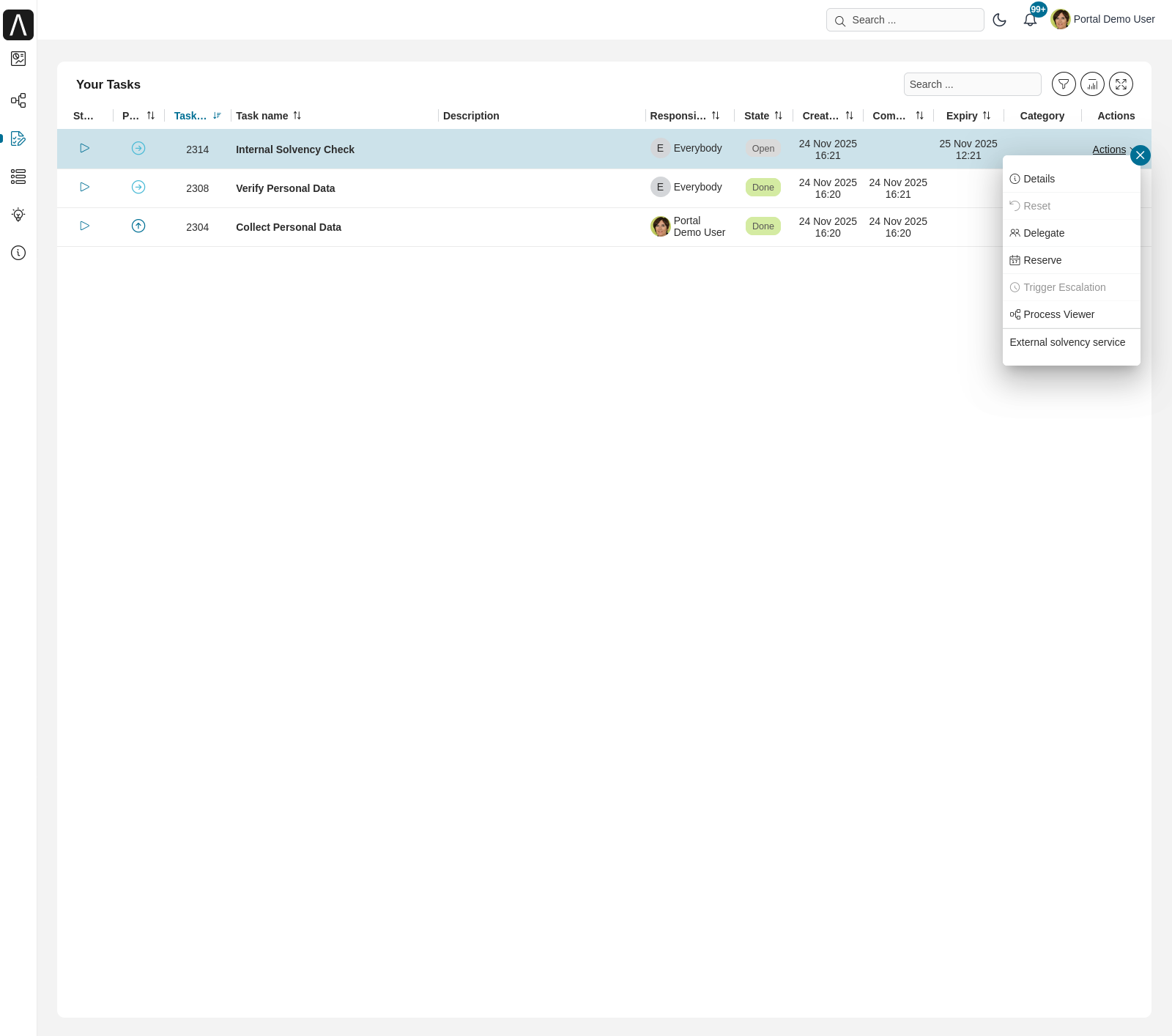 Portal examples: Lending case map - external solvency service