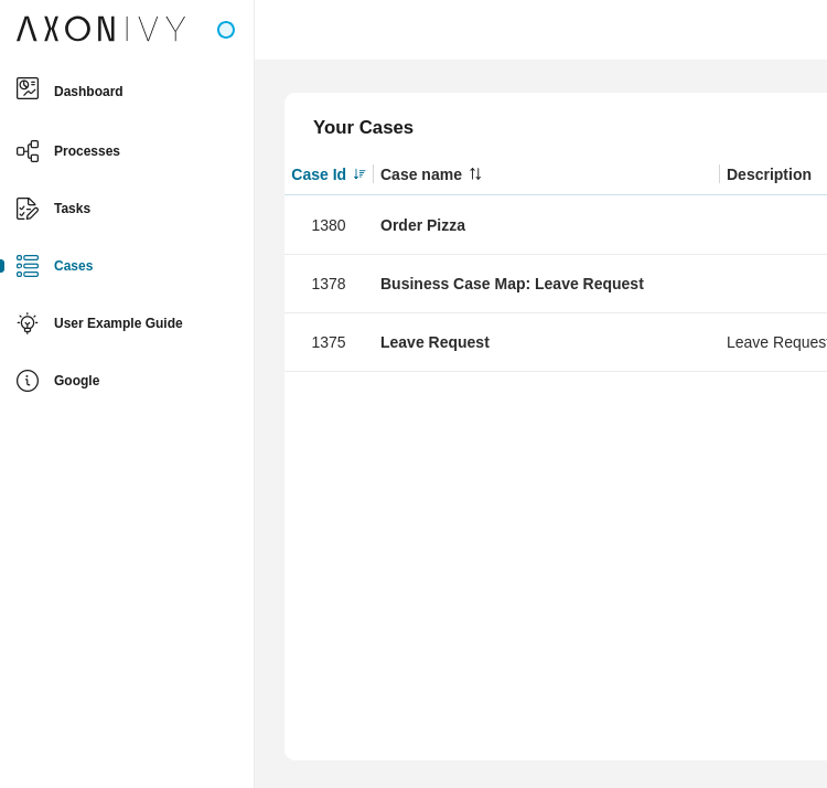 Menu to navigate to the Full case list page