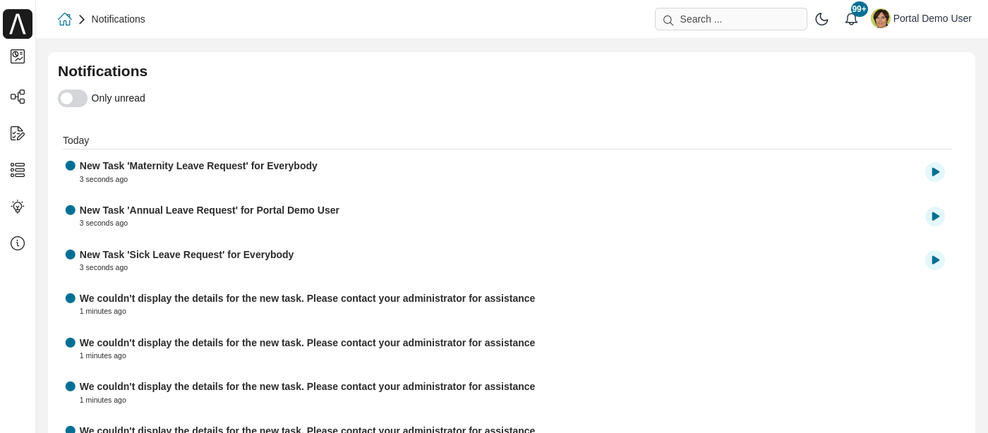 Full notifications page