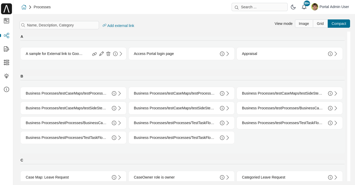 Full process list compact mode