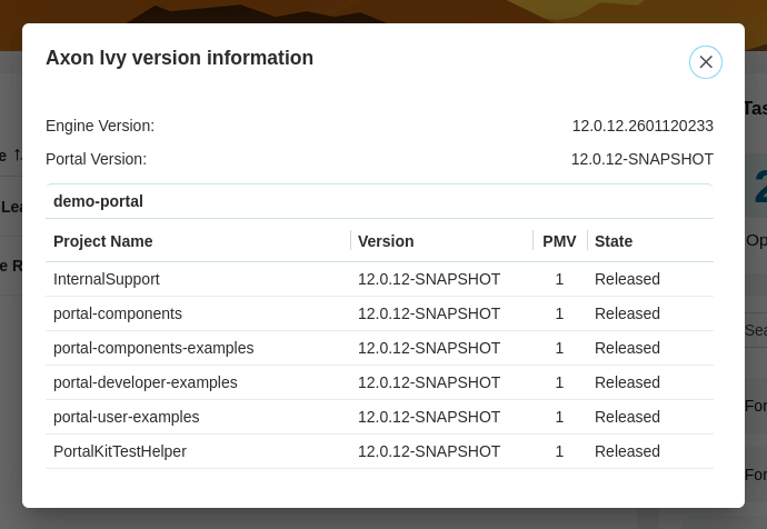 Version information dialog