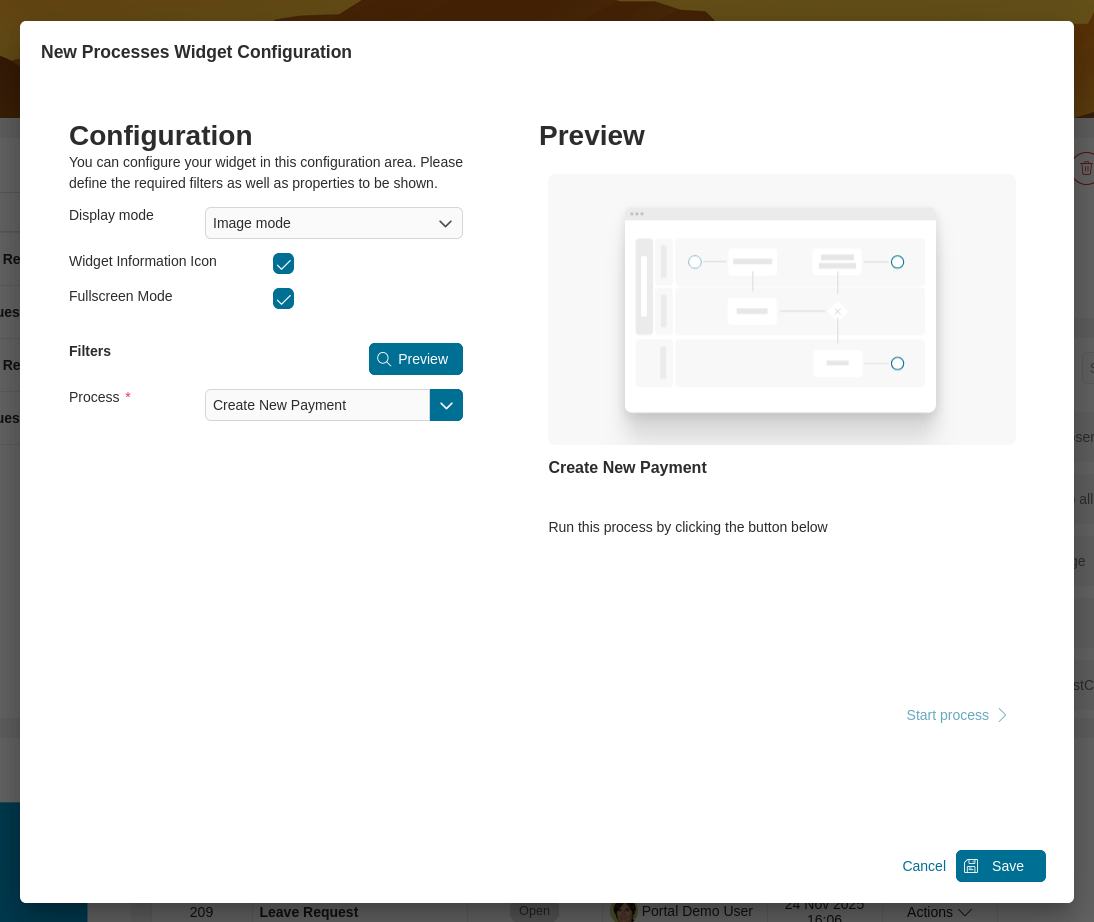 Dashboard process widget's image mode