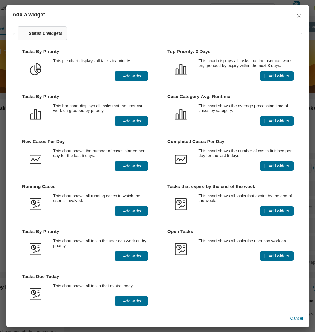 Statistic widget list