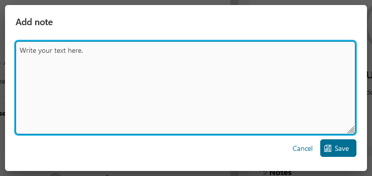 Task Details: Add note dialog