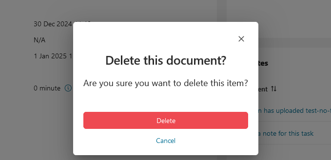 Task Details: Delete document confirm dialog