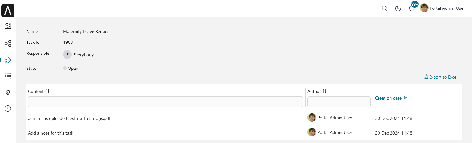 Link to export task notes