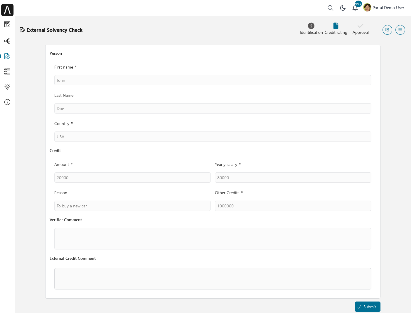 Portal examples: Lending casemap - approval task