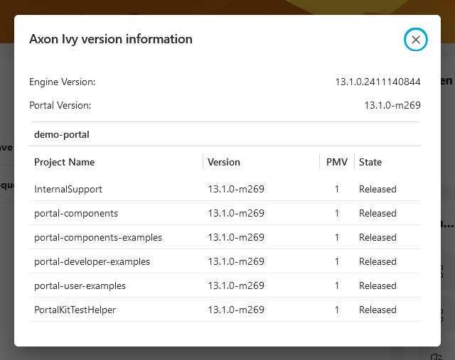 Version information dialog