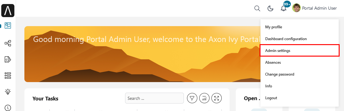 Admin setting menu