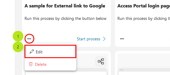 Edit process menu item