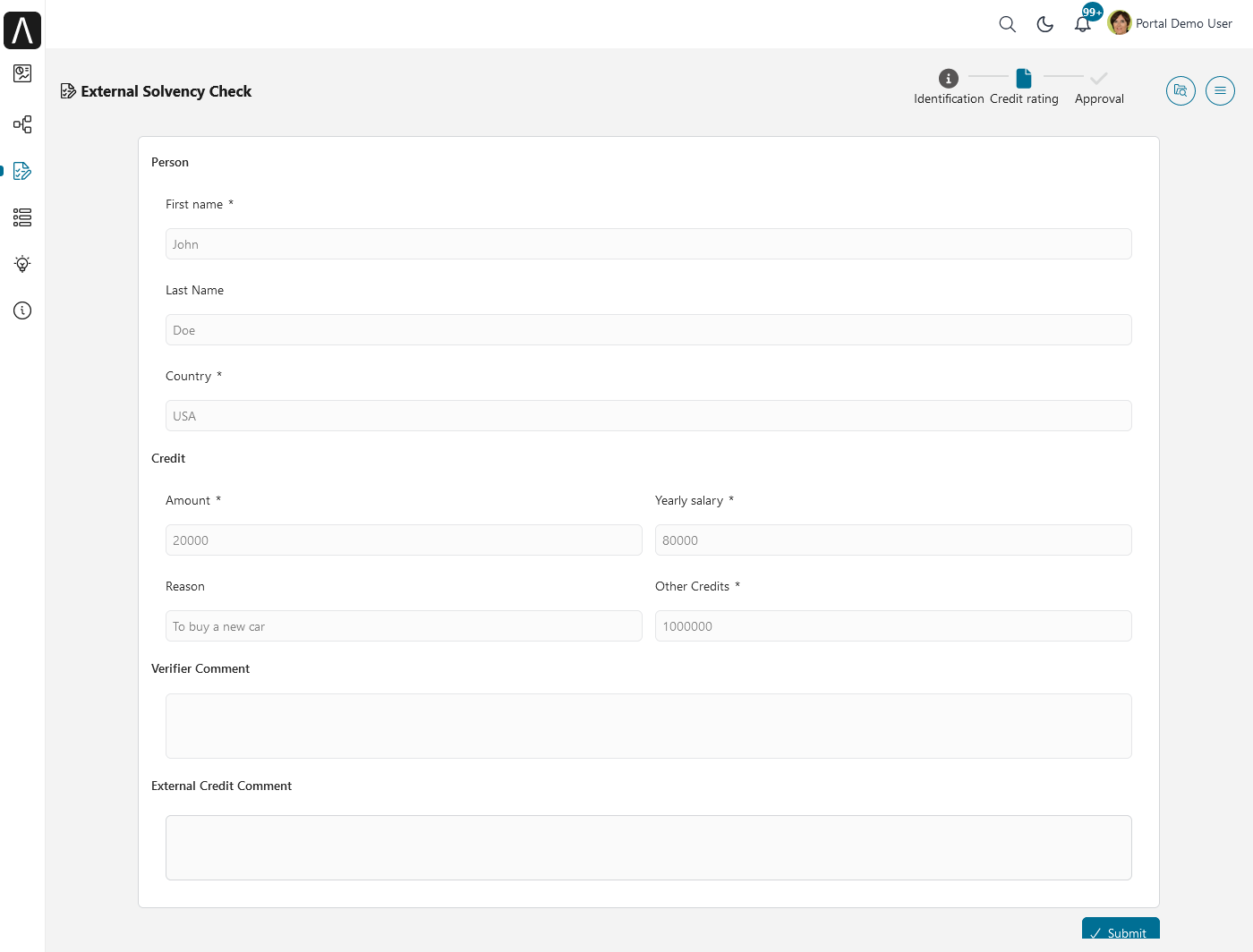 Portal examples: Lending casemap - approval task
