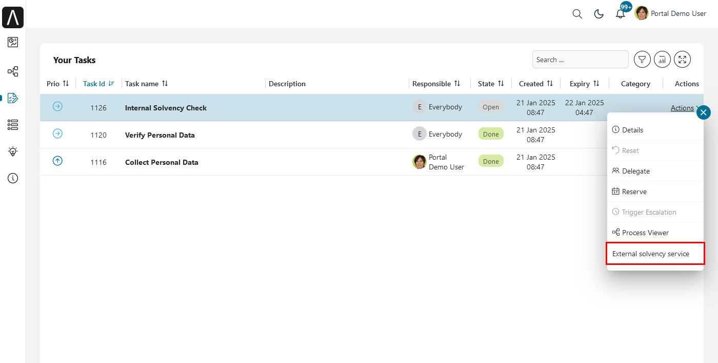 Portal examples: Lending case map - external solvency service