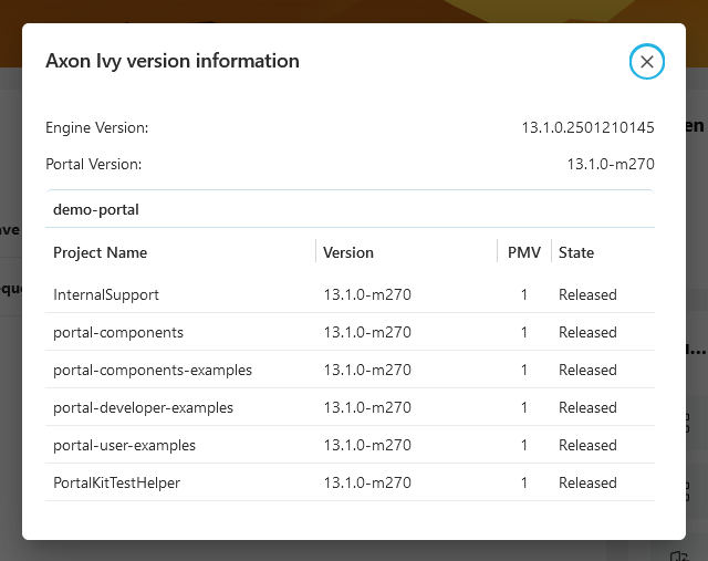 Version information dialog