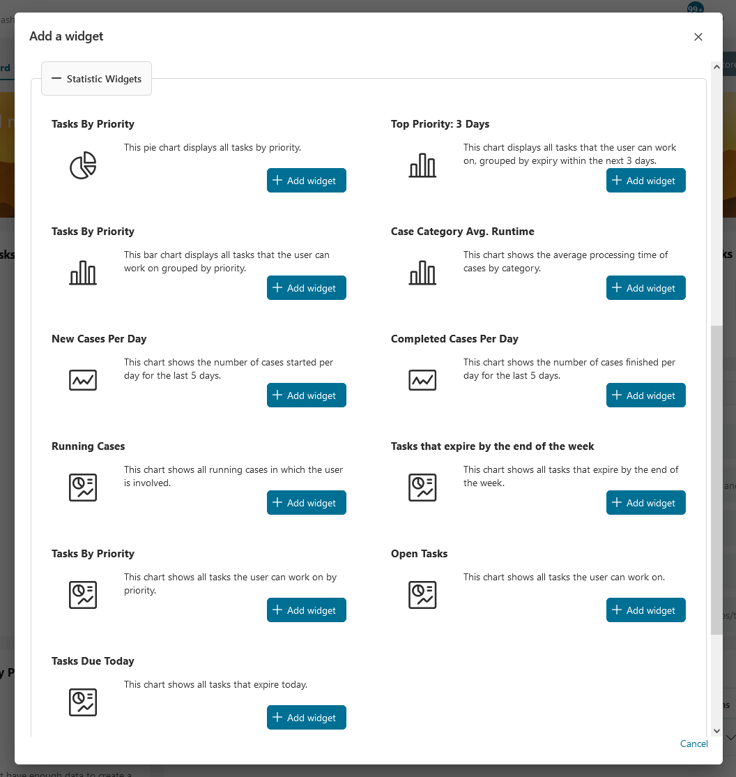 Statistic widget list