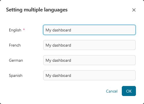 Multi language dialog