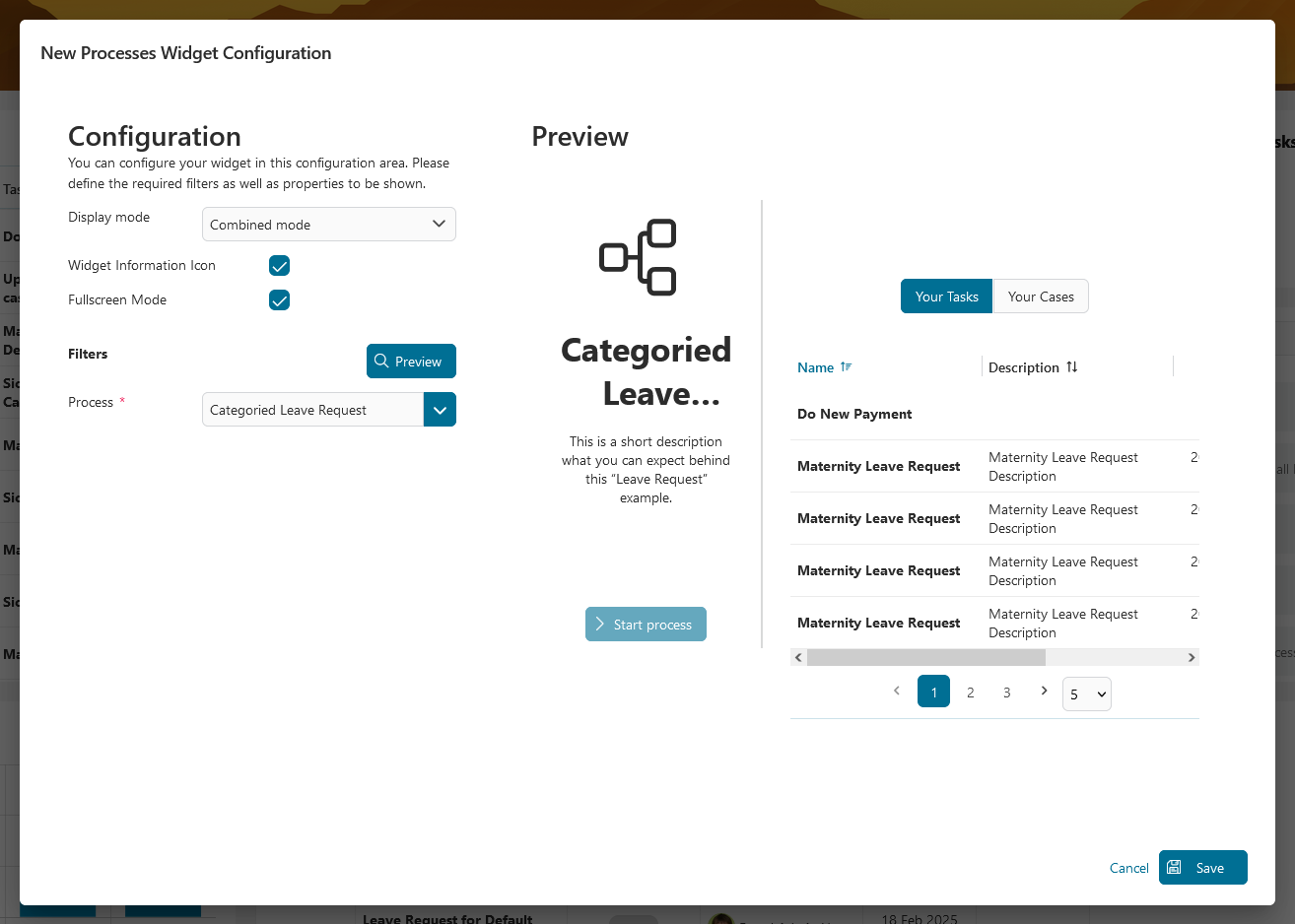 Dashboard process widget's combined mode