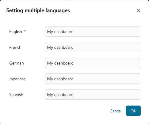 Multi language dialog
