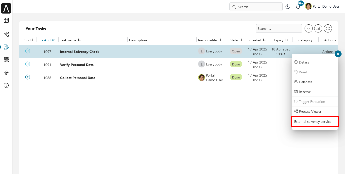 Portal examples: Lending case map - external solvency service