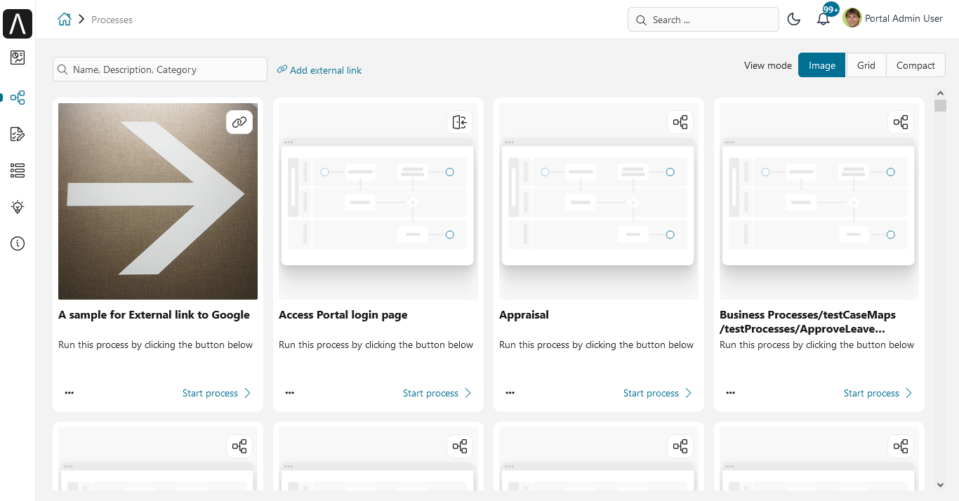 Full process list image mode