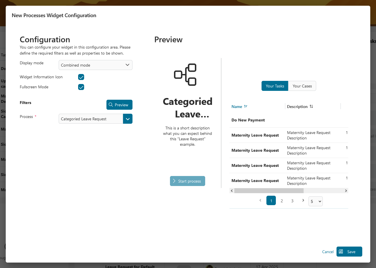 Dashboard process widget's combined mode