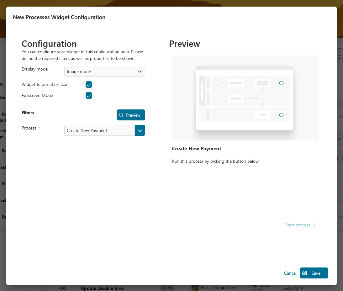 Dashboard process widget's image mode