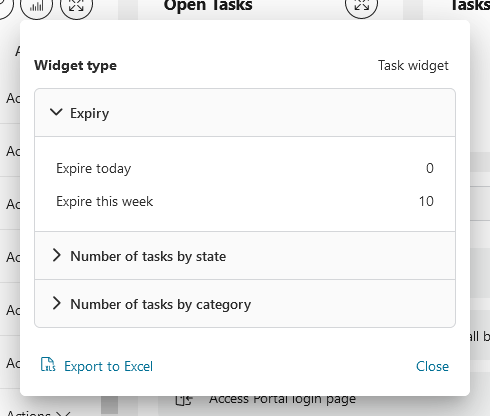 Dashboard widget's info panel