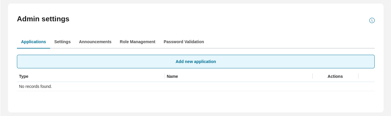 Admin setting: applications