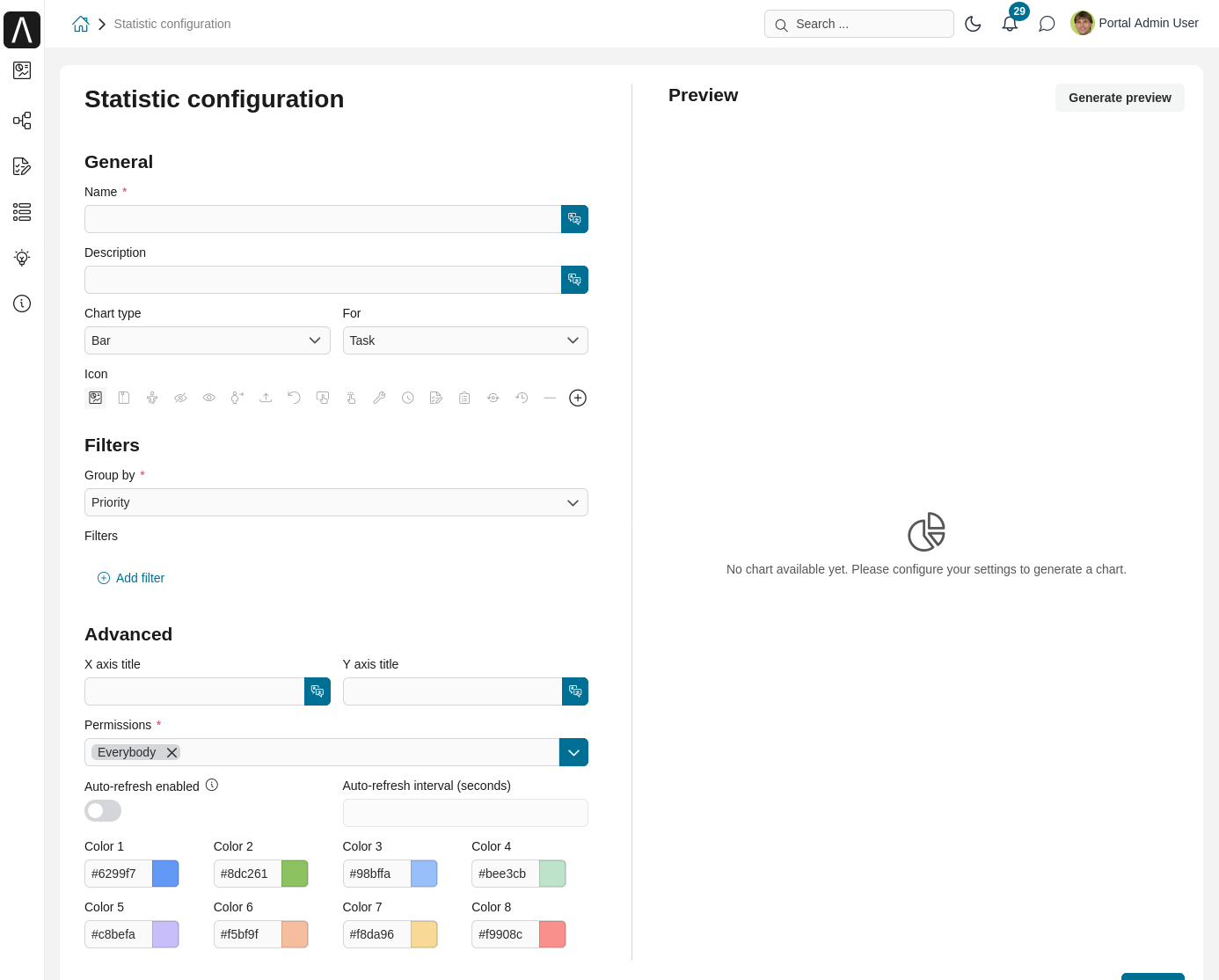 Custom statistic widet configuration page