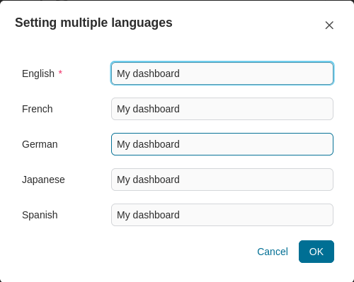 Multi language dialog