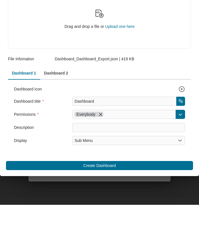 Import public dashboard dialog