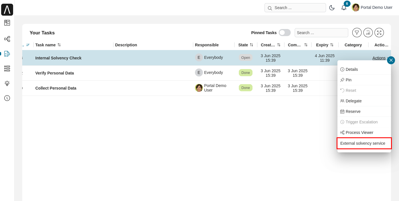 Portal examples: Lending case map - external solvency service