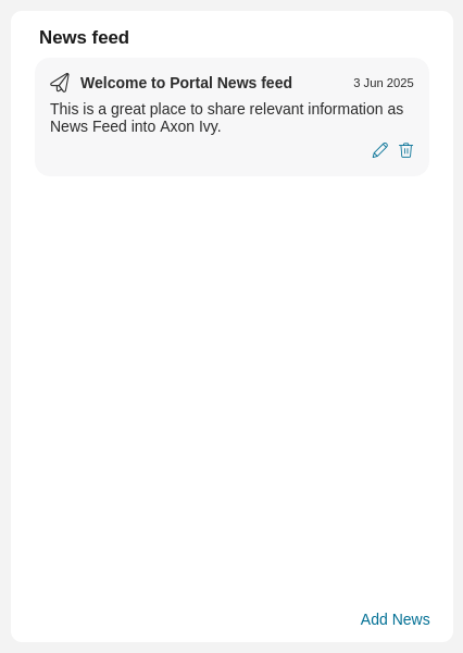 Dashboard news feed widget