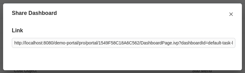 Share dashboard dialog