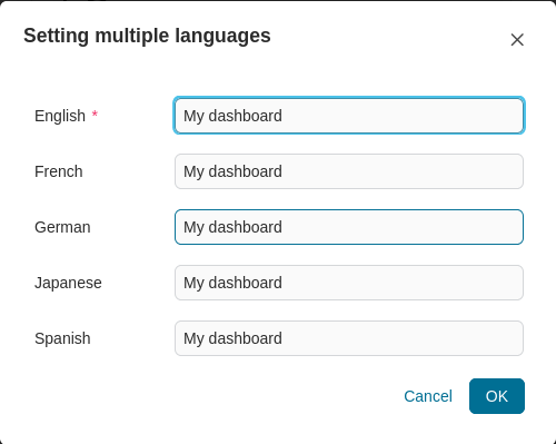 Multi language dialog