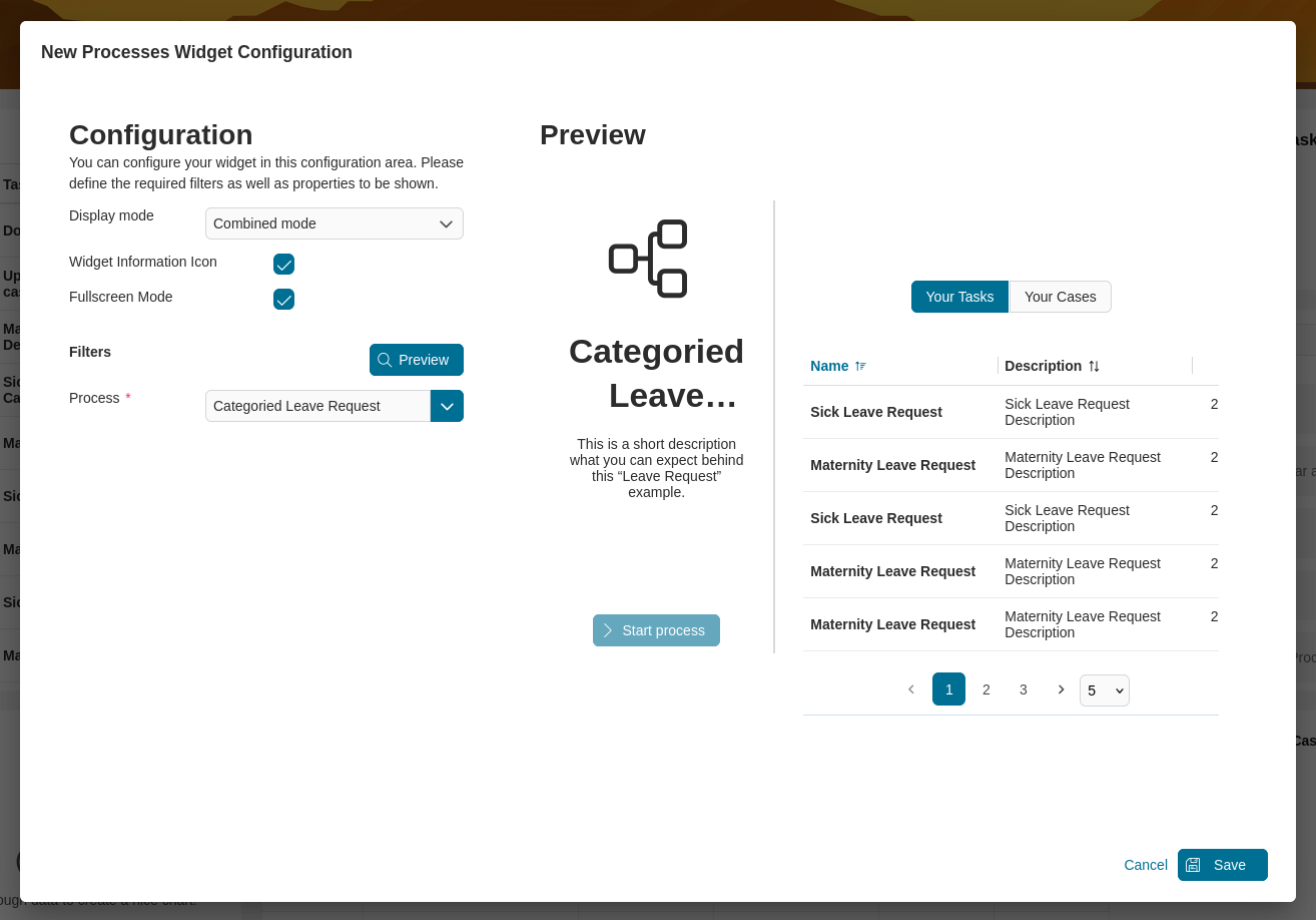Dashboard process widget's combined mode