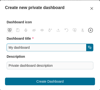 Multi language usage when create private dashboard