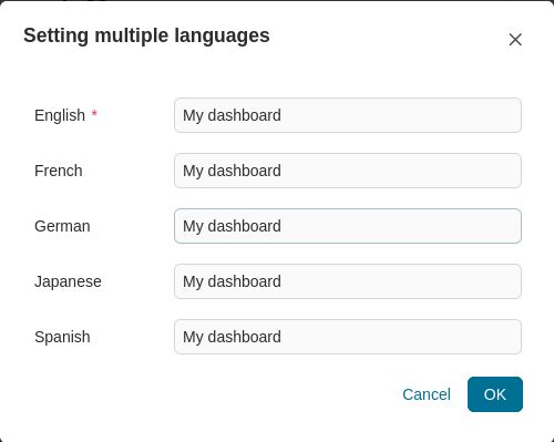 Multi language dialog