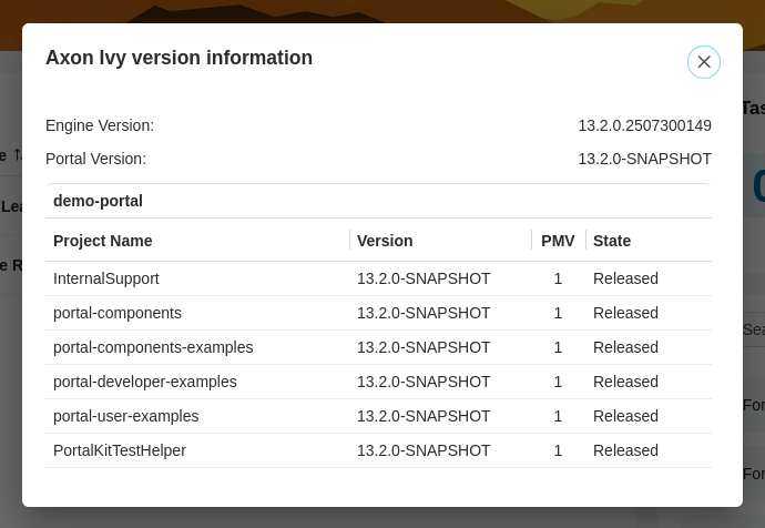 Version information dialog