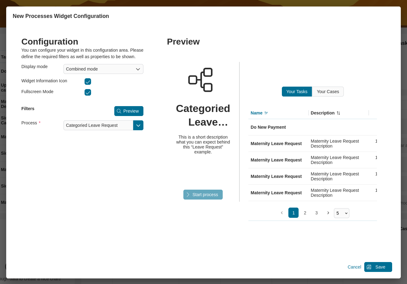 Dashboard process widget's combined mode